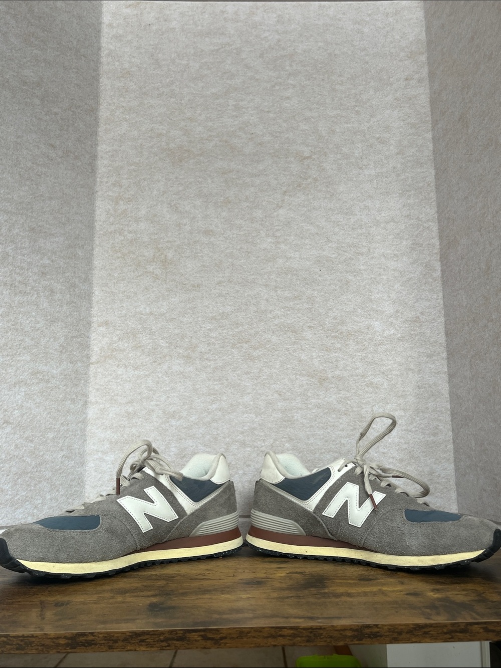 New Balance Men's Gray Suede & Navy Accent Sneakers